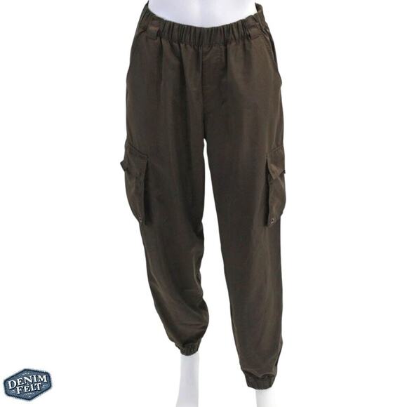ALO Yoga Brown Cargo Jogger Pants S Crinkle Nylon Drawstring Lightweight Style - Picture 8 of 15
